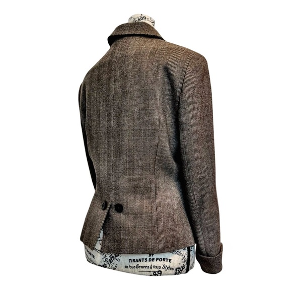 Zenobia Check Wool Blazer. Gray, Black. Size 8 - Picture 5 of 12